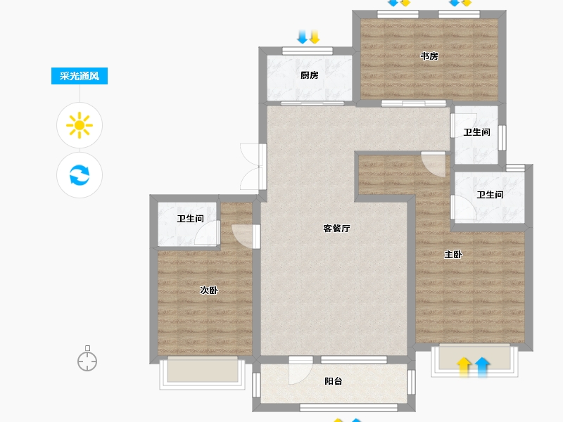 河北省-石家庄市-天山熙湖-100.95-户型库-采光通风