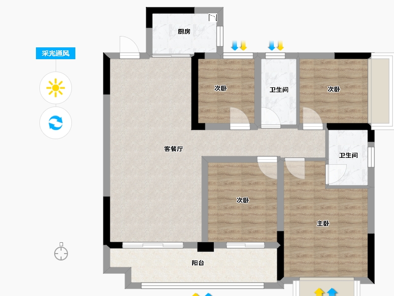 广西壮族自治区-桂林市-新安厦西宸源著-87.90-户型库-采光通风