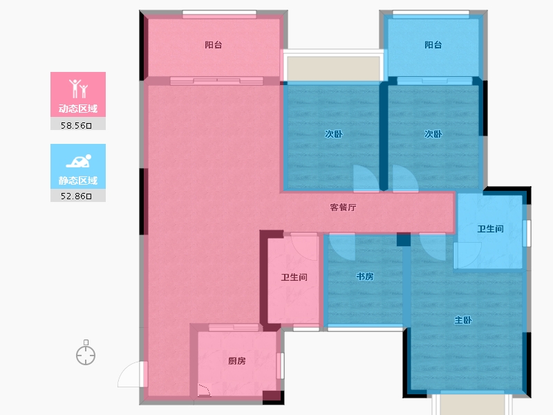 广西壮族自治区-桂林市-新安厦西宸源著-98.92-户型库-动静分区