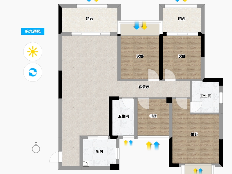 广西壮族自治区-桂林市-新安厦西宸源著-98.92-户型库-采光通风