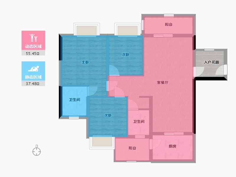 广西壮族自治区-北海市-福缘阁二期-87.57-户型库-动静分区