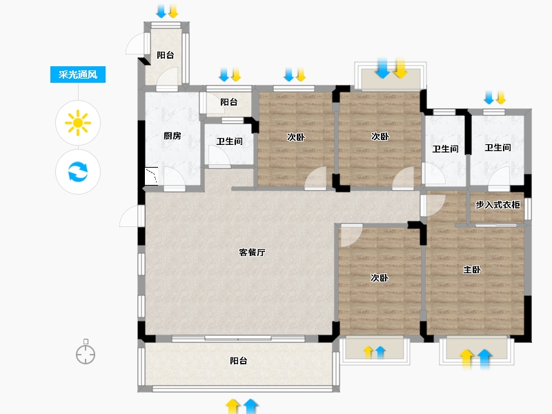 广西壮族自治区-南宁市-嘉和城塞纳北岸-125.98-户型库-采光通风