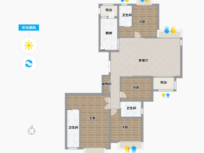 山东省-青岛市-晓港名城-150.66-户型库-采光通风