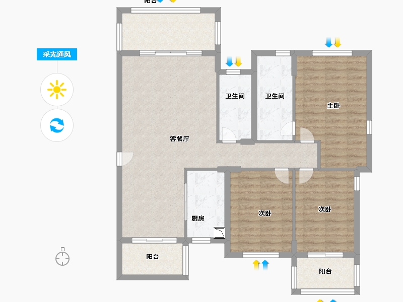 福建省-南平市-凯旋城-101.99-户型库-采光通风