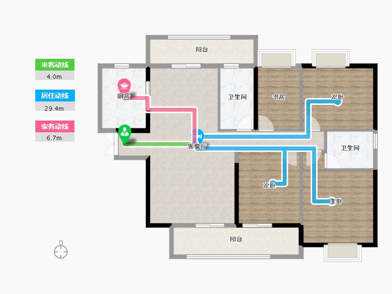 湖北省-宜昌市-九州丽景苑-148.00-户型库-动静线