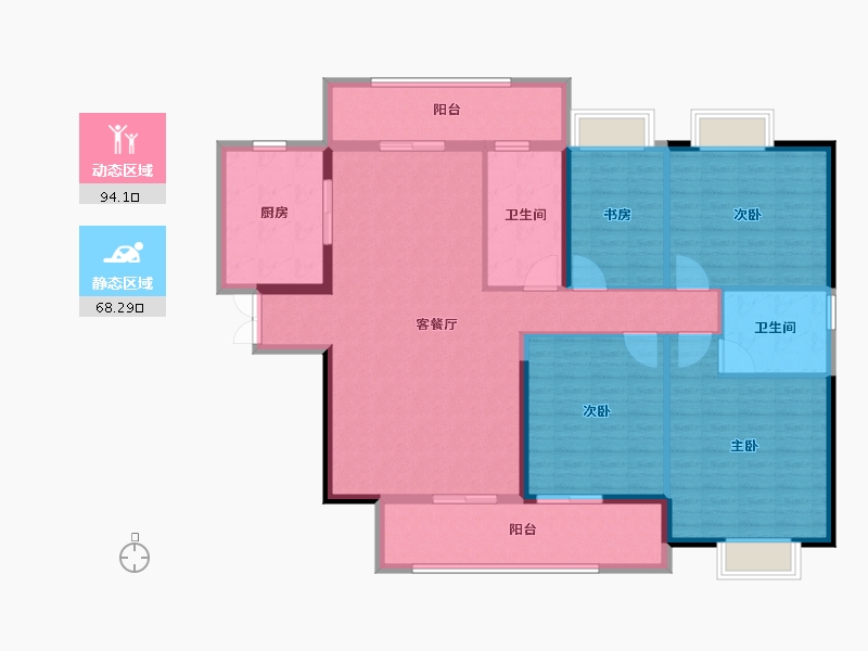 湖北省-宜昌市-九州丽景苑-148.00-户型库-动静分区