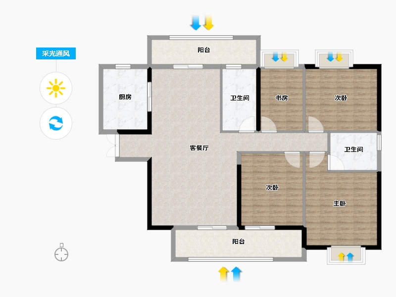 湖北省-宜昌市-九州丽景苑-148.00-户型库-采光通风