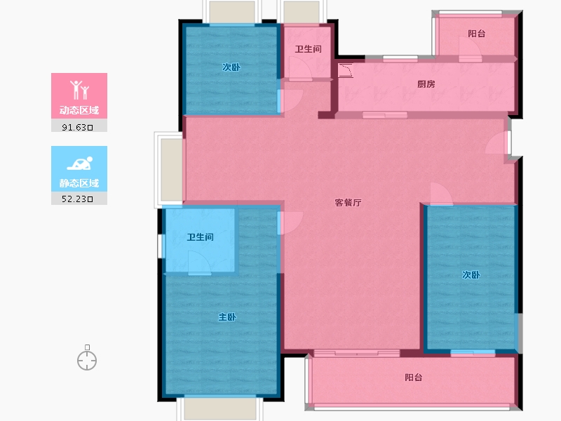 云南省-昆明市-璀璨臻樾-129.89-户型库-动静分区