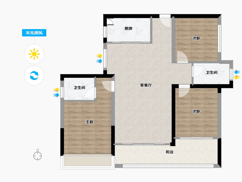 湖南省-常德市-诚信・枫林逸景-95.26-户型库-采光通风