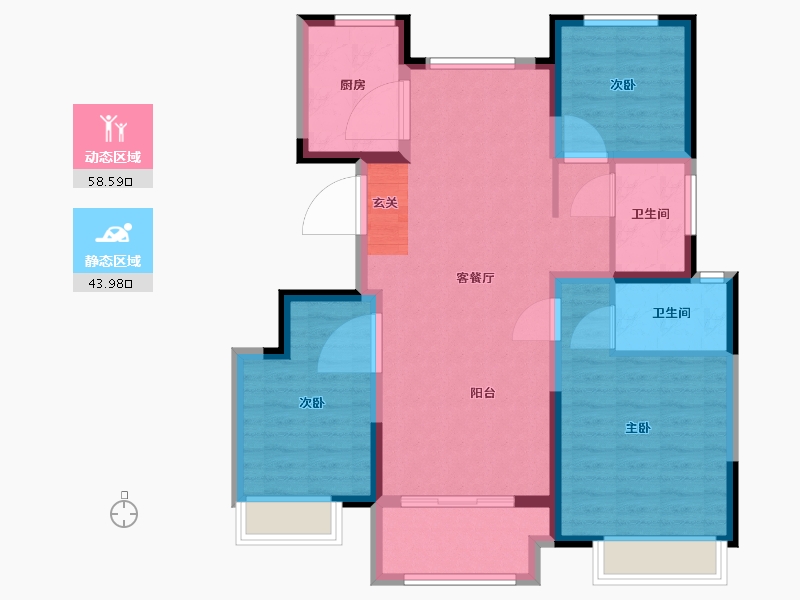 北京-北京市-雅居乐津侨国际小镇-92.00-户型库-动静分区