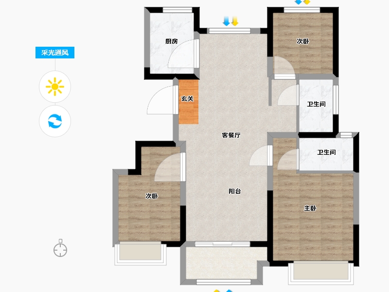 北京-北京市-雅居乐津侨国际小镇-92.00-户型库-采光通风