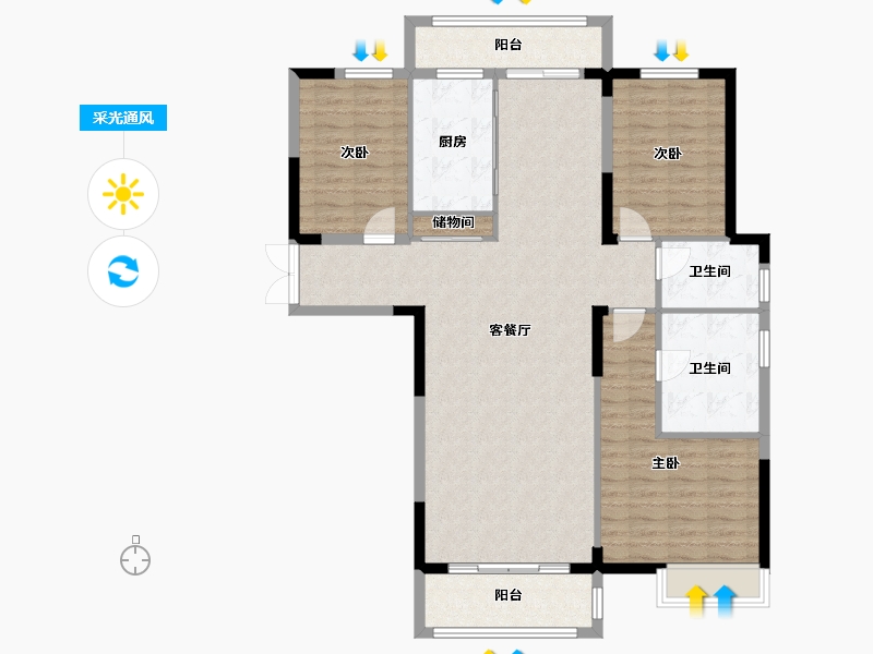 江苏省-镇江市-文昌雅苑-121.64-户型库-采光通风