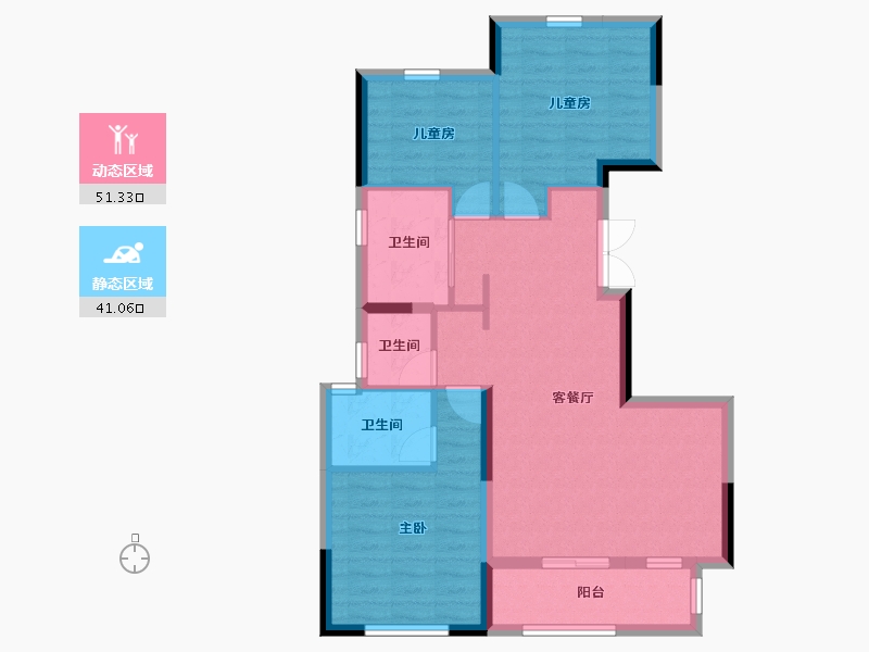 江苏省-南京市-栖霞尧化门鲁能公馆-82.80-户型库-动静分区