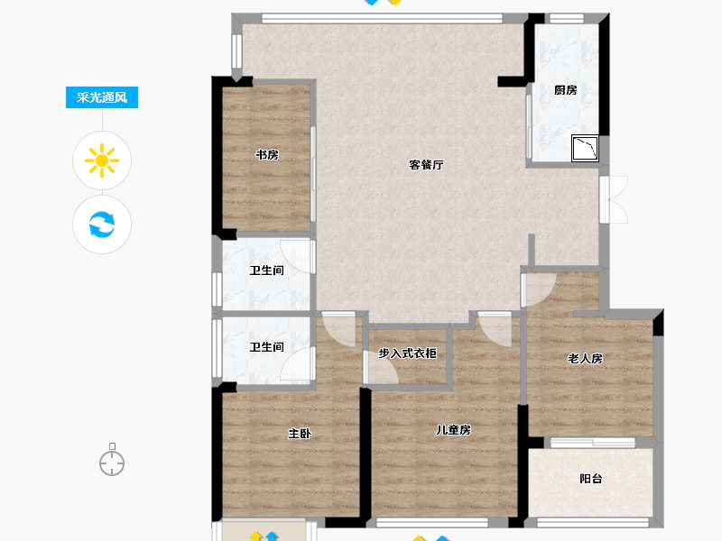 浙江省-金华市-紫金湾-101.62-户型库-采光通风