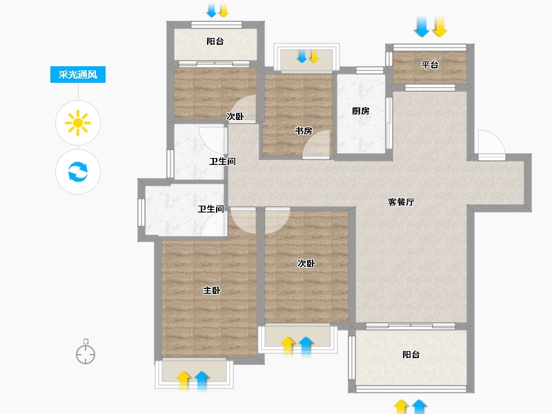 江西省-南昌市-经开正荣府-110.01-户型库-采光通风