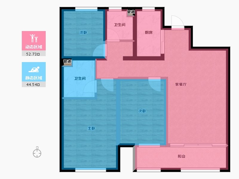 山东省-烟台市-悦岛蓝湾-86.40-户型库-动静分区