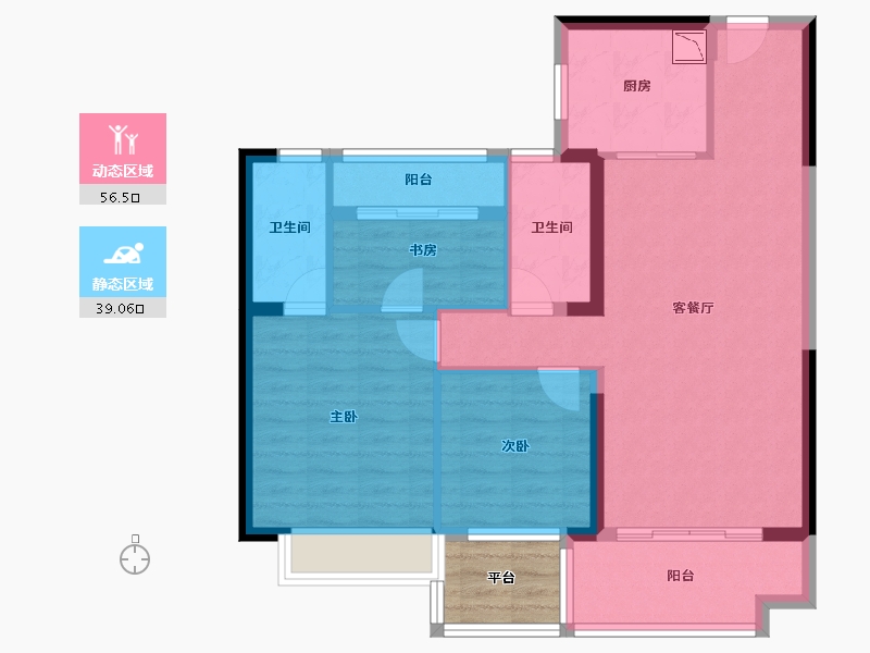 湖南省-常德市-常德碧桂园翘楚棠-89.06-户型库-动静分区