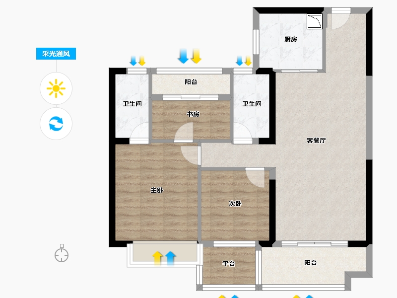 湖南省-常德市-常德碧桂园翘楚棠-89.06-户型库-采光通风