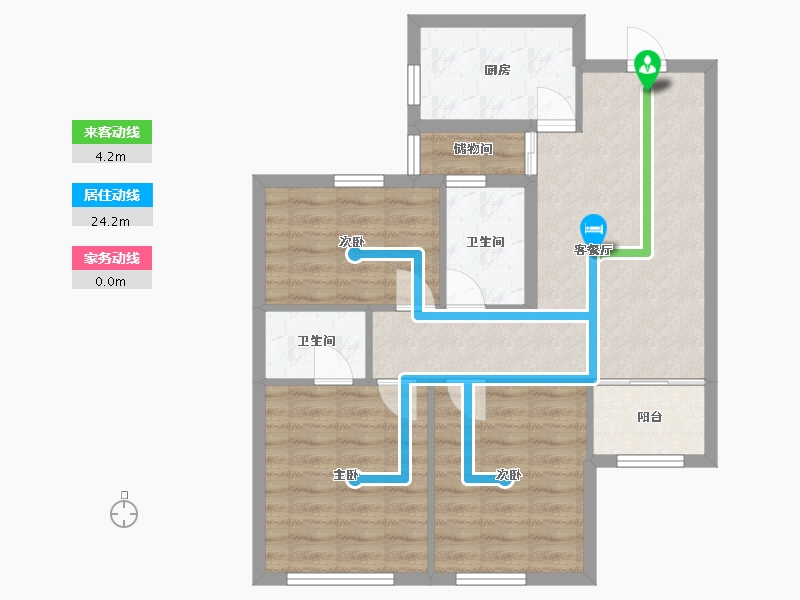 山东省-烟台市-盛福苑-74.40-户型库-动静线