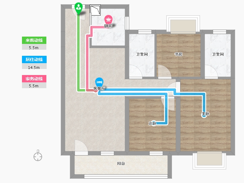 湖北省-武汉市-中建铂公馆-76.65-户型库-动静线