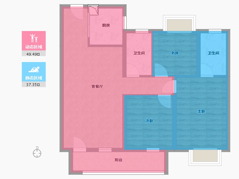 湖北省-武汉市-中建铂公馆-76.65-户型库-动静分区