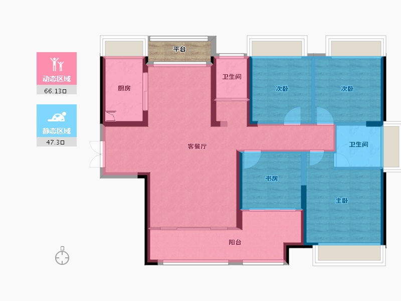 湖南省-常德市-和远・公园世家-104.74-户型库-动静分区