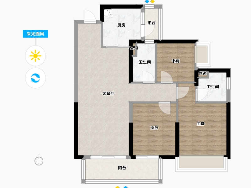 广西壮族自治区-南宁市-奥园瀚林誉江府-81.00-户型库-采光通风