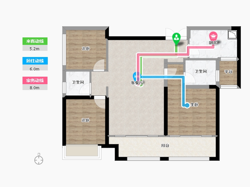 湖南省-常德市-公园世家-86.74-户型库-动静线