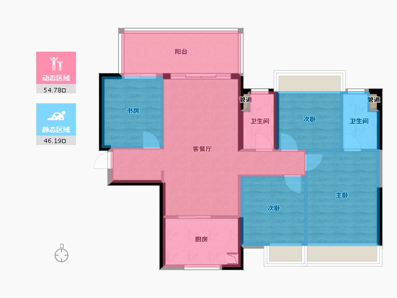 广西壮族自治区-南宁市-奥园瀚林誉江府-91.30-户型库-动静分区