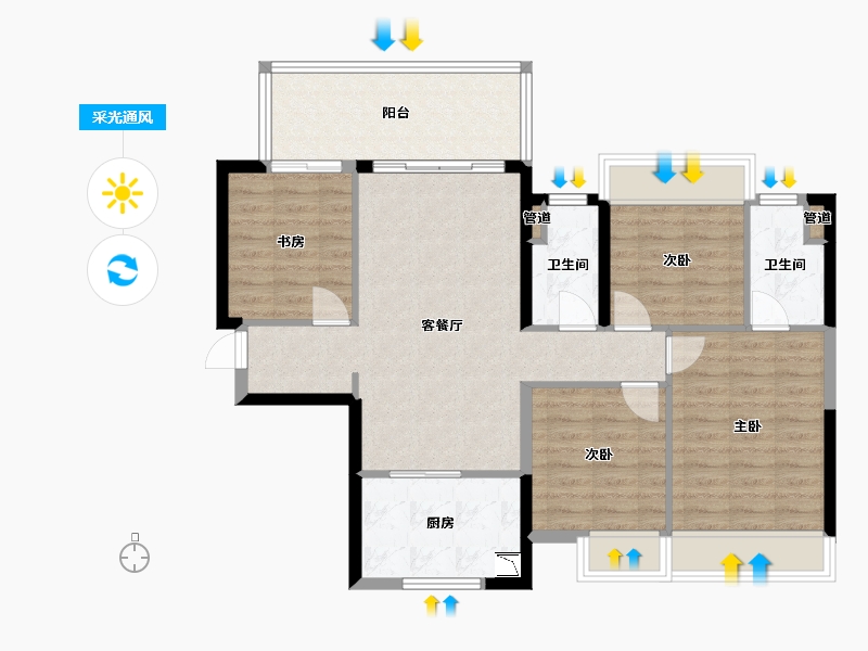 广西壮族自治区-南宁市-奥园瀚林誉江府-91.30-户型库-采光通风