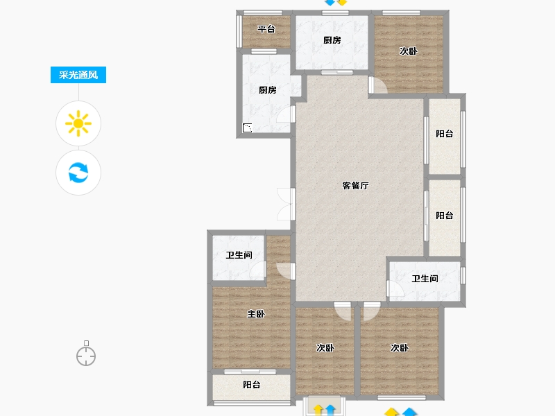 浙江省-宁波市-峙山庄园-160.19-户型库-采光通风