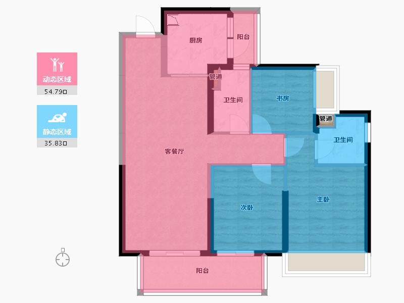 广西壮族自治区-南宁市-奥园瀚林誉江府-80.63-户型库-动静分区