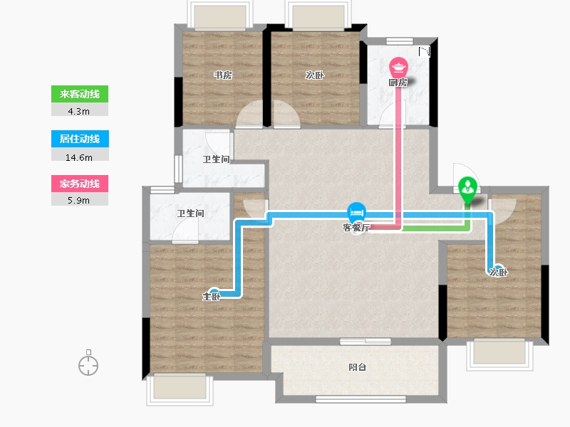 江苏省-南通市-万科翡翠甲第-111.10-户型库-动静线