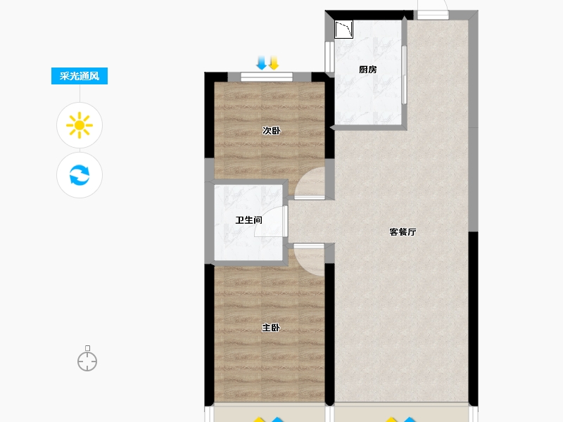 吉林省-长春市-碧桂园星钻-56.72-户型库-采光通风