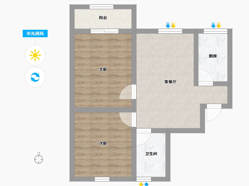 广东省-广州市-广州从化街口上城湾畔住宅区-52.63-户型库-采光通风