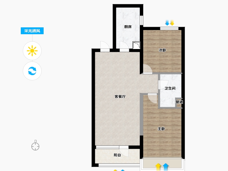 山东省-烟台市-大商烟台城市乐园-65.60-户型库-采光通风