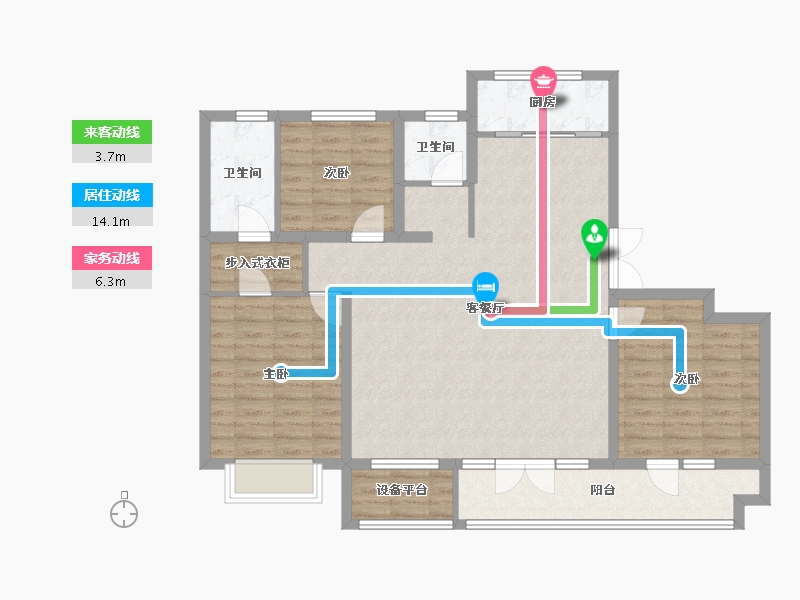 山东省-烟台市-一格里小区-108.10-户型库-动静线