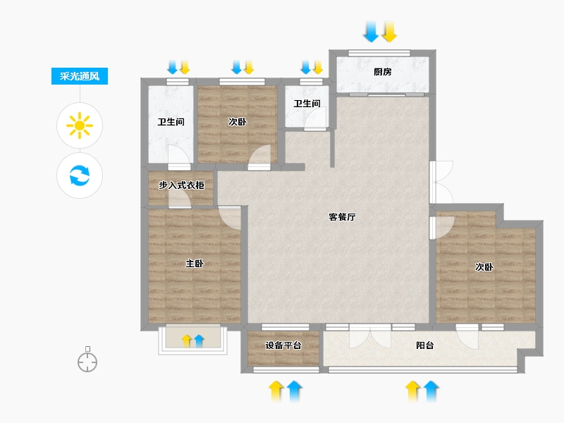 山东省-烟台市-一格里小区-108.10-户型库-采光通风