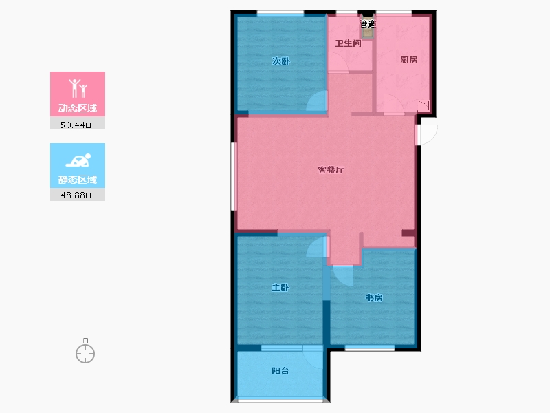 山东省-烟台市-大商烟台城市乐园-89.60-户型库-动静分区