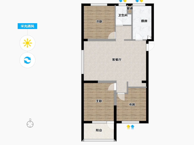 山东省-烟台市-大商烟台城市乐园-89.60-户型库-采光通风