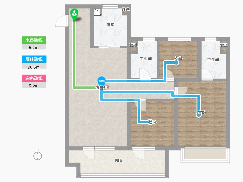 山东省-烟台市-华星中瑞・北欧公园-88.00-户型库-动静线