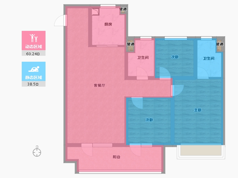 山东省-烟台市-华星中瑞・北欧公园-88.00-户型库-动静分区