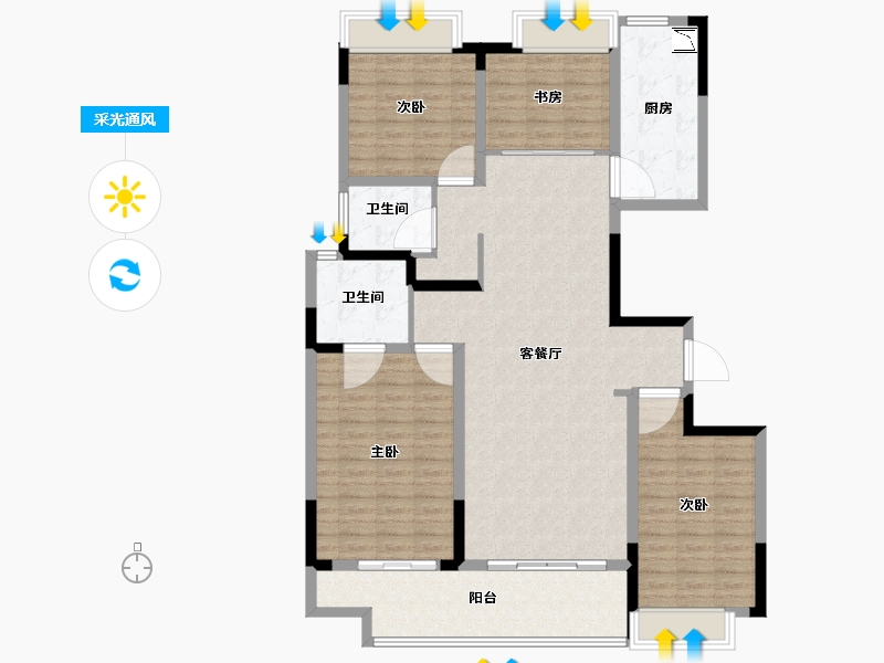 陕西省-榆林市-易信.春风棠樾-134.00-户型库-采光通风