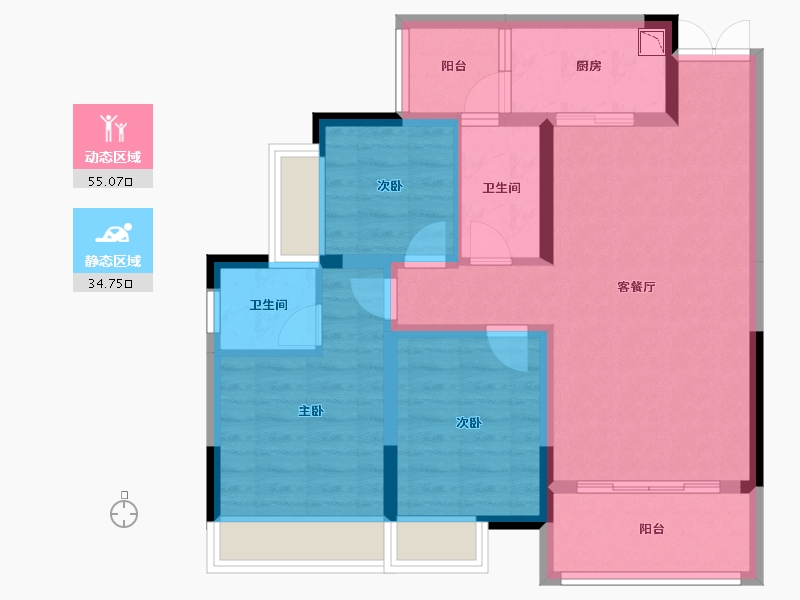 重庆-重庆市-海成天生天城-79.30-户型库-动静分区