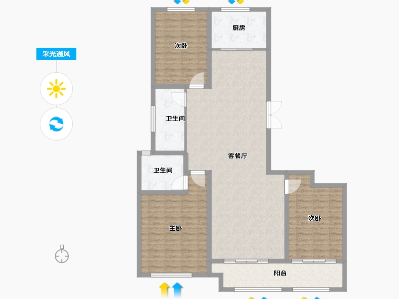 山东省-潍坊市-菲达广场-130.00-户型库-采光通风