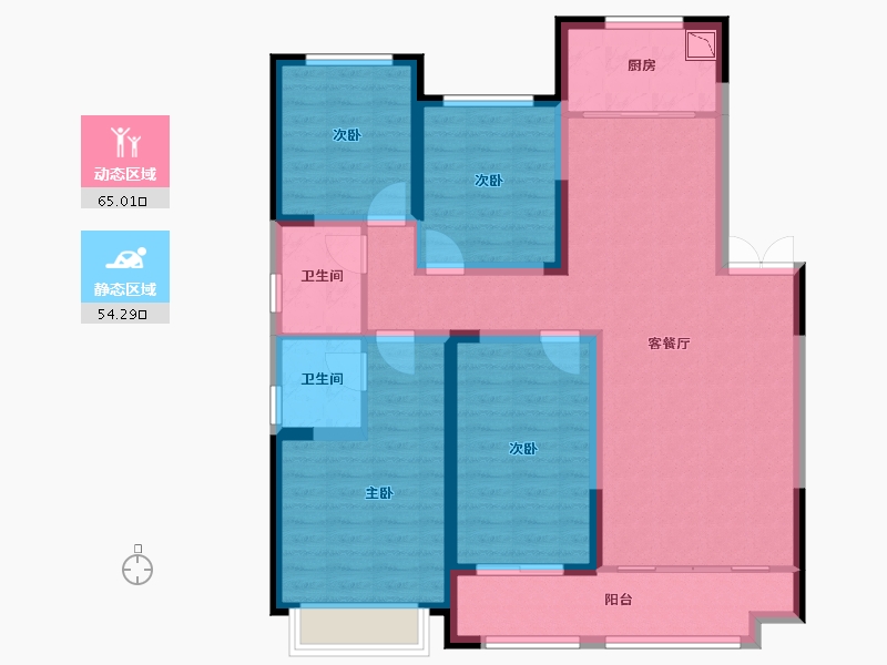 山东省-潍坊市-东金1号蓝郡-106.41-户型库-动静分区