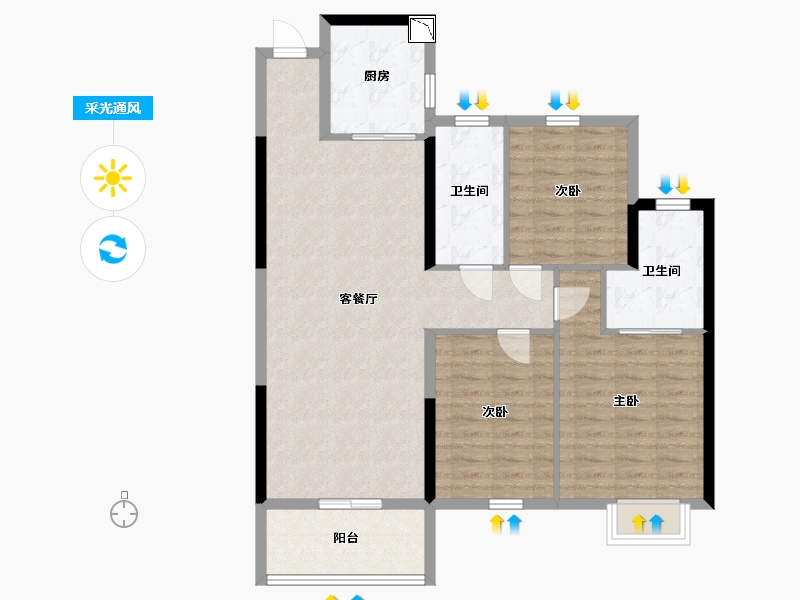 湖北省-荆州市-盛世名苑-97.63-户型库-采光通风