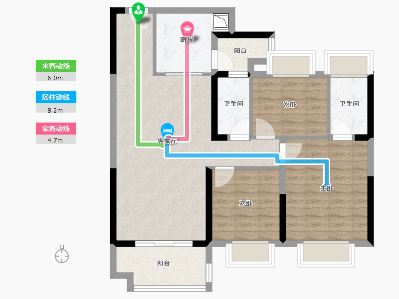 湖北省-孝感市-碧桂园中央公园-83.69-户型库-动静线