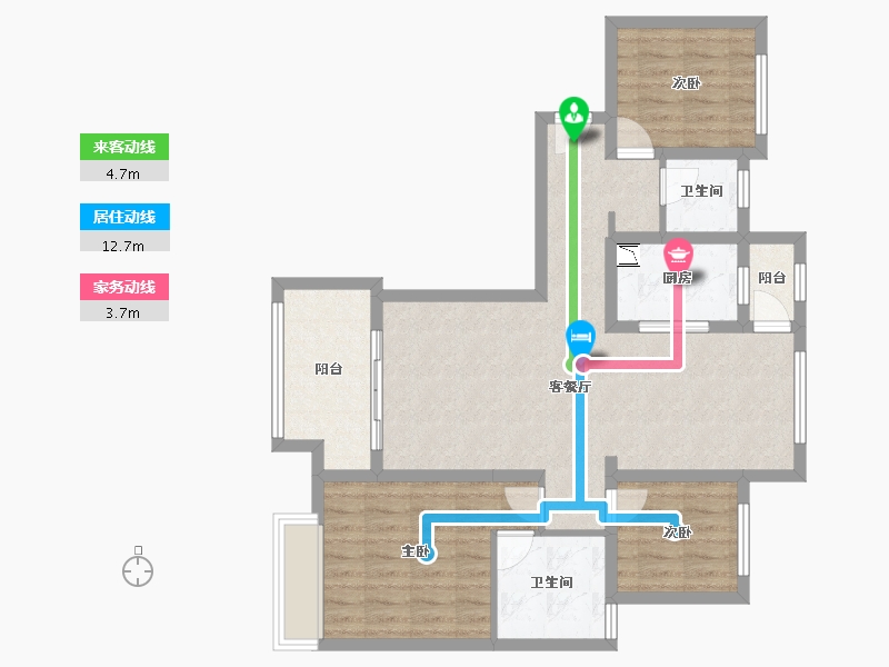 陕西省-西安市-金地南湖艺境-84.74-户型库-动静线