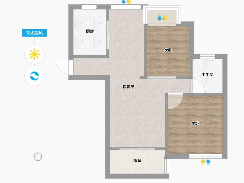 江苏省-盐城市-创元金域华府-45.85-户型库-采光通风